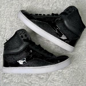 Pastry Pop Tart Glitter High Top Sneaker or Dance Shoe Womens 6 Black Patent
